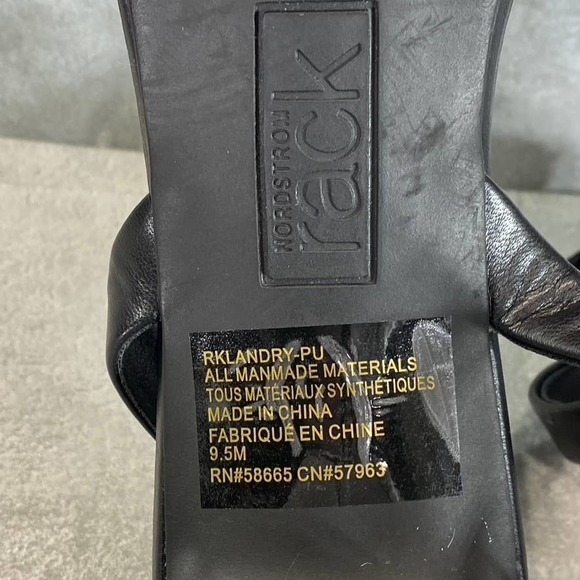 Nordstrom Rack Women's Black Faux-Leather Landry Square-Toe Heeled Sandals SZ9.5 - Picture 13 of 13